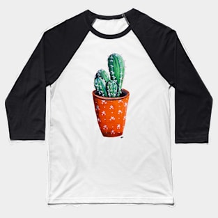 Cute Potted Cactus Print - Pink Background Baseball T-Shirt